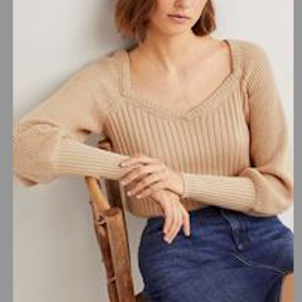 Boden Wool Blend Sweetheart Neck Blouson Sweater NWT